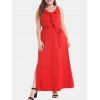 Robe Fendue Détaillée de Grande Taille à Col V - Rouge L