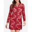 Long Sleeve Plunging Neck Lace Up Dress - RED WINE XL