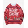 T-shirt de Noël Tricoté Lettre Imprimé - Rouge Vineux L