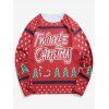 Letter Christmas Tree Knitted Sweater Print T-shirt - RED WINE XL