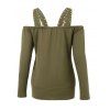Sweat-shirt Zippé à Epaule Dénudée - Vert Armée S