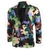 Blazer Camouflage avec Simple Boutonnage à Col Revers - multicolor M