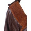 Faux Fur Panel PU Leather Jacket - PUCE L