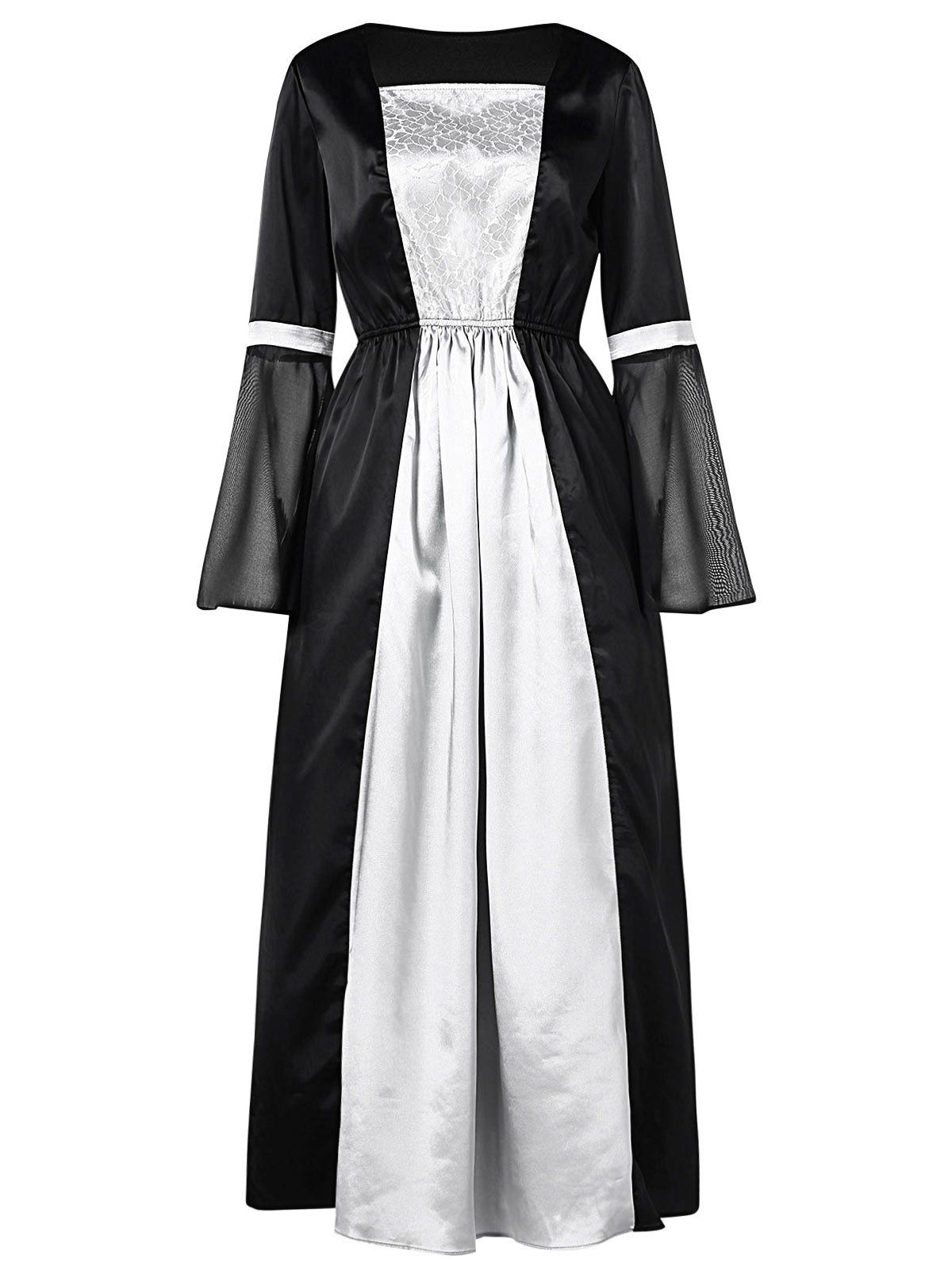 Long Sleeve High Waist Maxi Prom Dress - BLACK 2XL