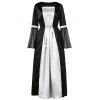 Long Sleeve High Waist Maxi Prom Dress - BLACK M