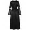 Long Sleeve High Waist Maxi Prom Dress - BLACK L