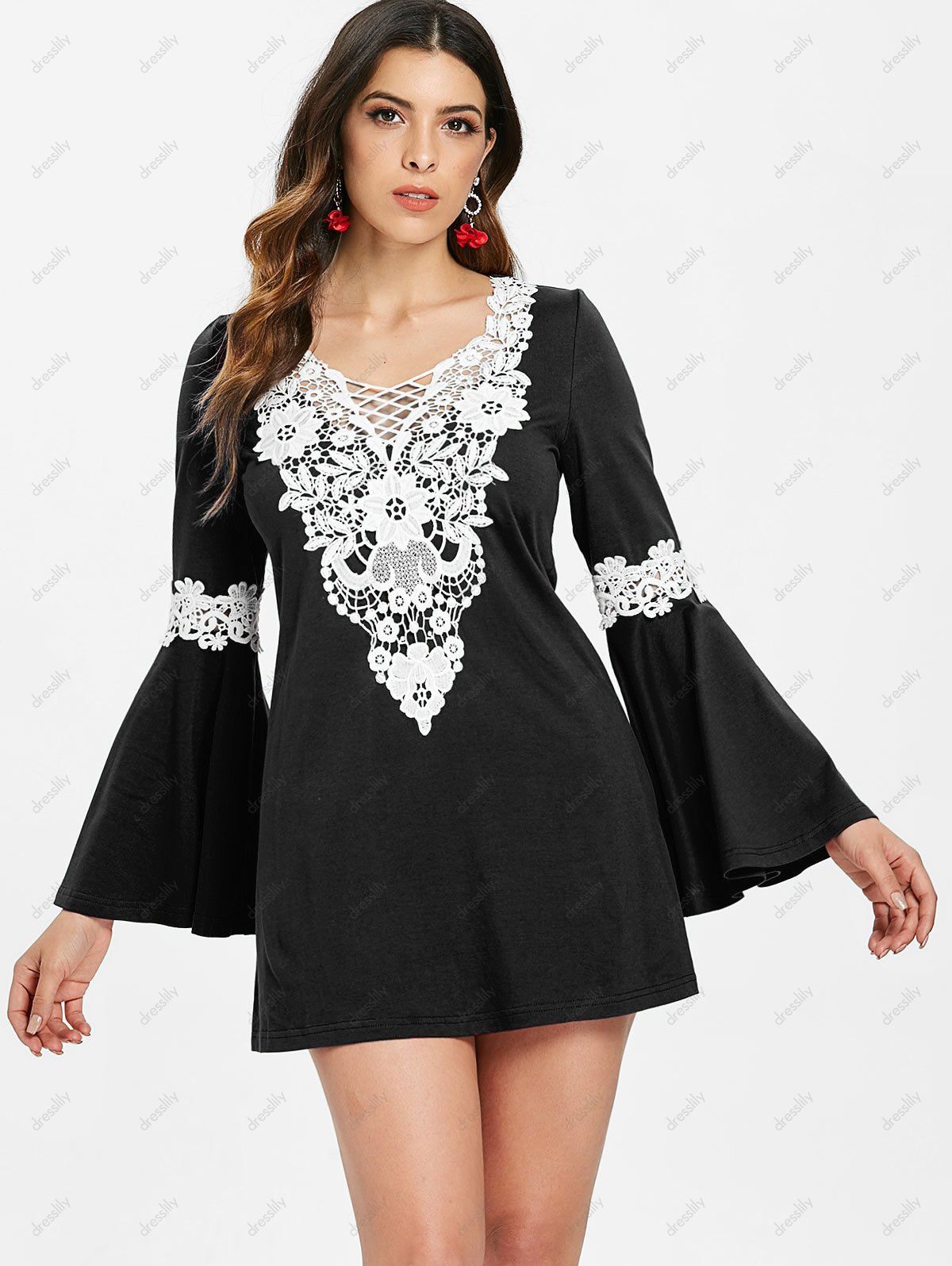 black tunic dress with sleeves