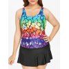Plus Size Ombre Tankini Set with Cinched - multicolor L