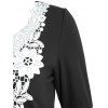 Crochet Panel Flare Sleeve Tunic Dress - BLACK S