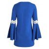 Robe Tunique Panneau au Crochet à Manches Evasées - Bleu S
