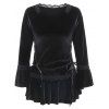 Gothic Style Long Sleeve Sweetheart Neck Lace-Up Pure Color Women's Blouse - BLACK XL