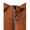 Drop Shoulder Zipper Faux Fur Coat - BROWN M