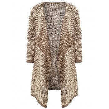 

Casual Collarless Knitted Long Sleeve Cardigan For Women, Khaki