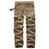 Zip Up Multi Pockets Solid Cargo Pants - LIGHT KHAKI XS