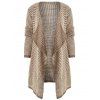 Casual Collarless Knitted Long Sleeve Cardigan For Women - KHAKI S