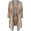 Casual Collarless Knitted Long Sleeve Cardigan For Women - KHAKI S