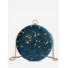 Round Shape Embroidery Star Crossbody Bag - BLUE IVY 