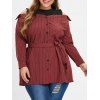 Robe Chemise Rayée à Epaule Dénudée de Grande Taille - Châtaigne Rouge 2X