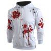 Sweatshirt à capuche avec poches éclaboussures de sang - Blanc 3XL