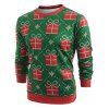 Sweat-shirt Tricoté Cadeaux de Noël Imprimé à Manches Longues - Vert Mer Moyen L