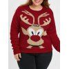 Plus Size Christmas Elk Sweater - RED L