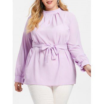 

Plus Size Belted Tunic Blouse, Mauve