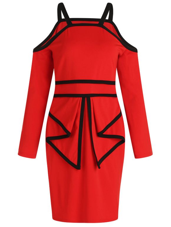 Robe Péplum Epaule Ouverte de Grande Taille - Rouge L