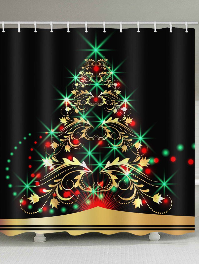 

Fluorescent Christmas Tree Print Bathroom Shower Curtains, Multi