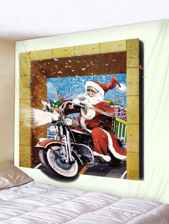 Tapisserie murale imprimée de motocyclettes pour le père Noël - multicolor W79 X L59 INCH
