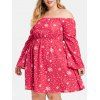 Robe à Imprimé Flocon de Neige et Etoiles de Grande Taille - Rose Foncé 2X