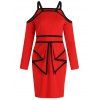 Robe Péplum Epaule Ouverte de Grande Taille - Rouge L