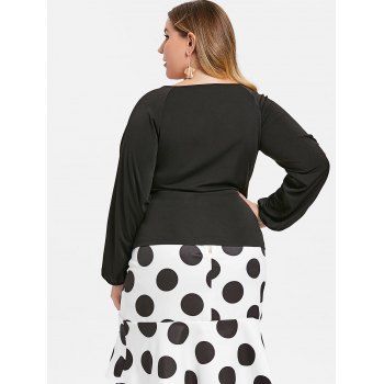 

Cut Out Blouson Sleeve Plus Size Top, Black