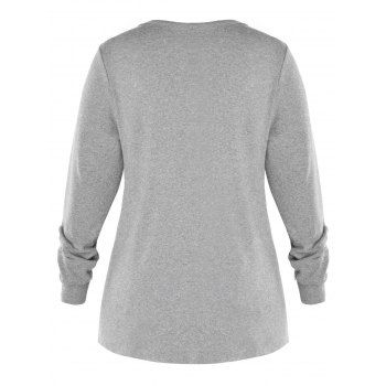 

Plus Size Long Sleeve Lace Trim T-shirt, Gray