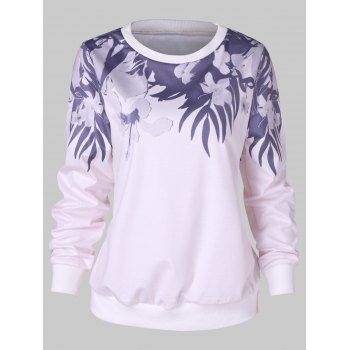 

Floral Print Brim Sweatshirt, White