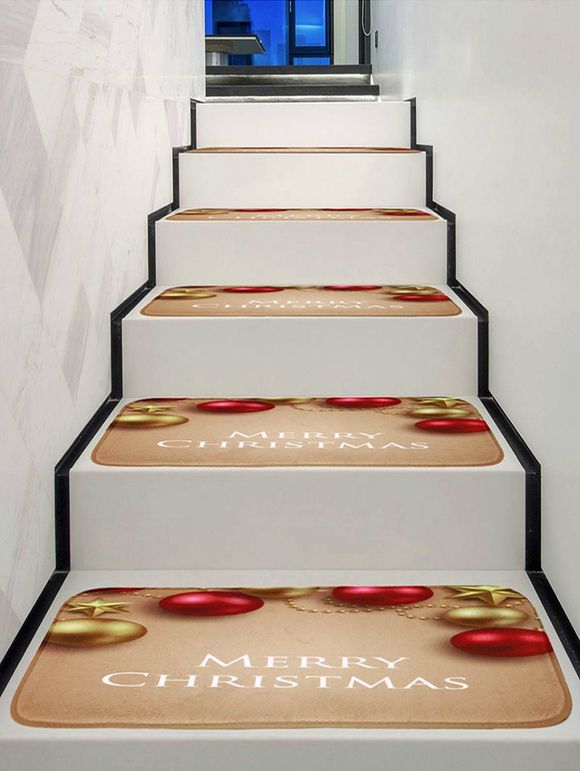 Tapis d'Escalier de Noël Motif de Boule - multicolor 5PCS X 28 X 9 INCH