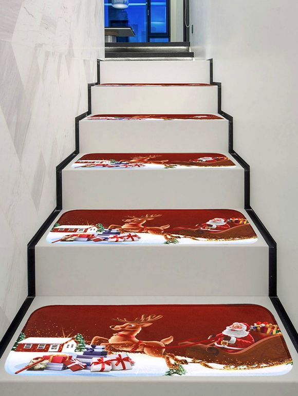 Tapis d'Escalier Père Noël et Traîneau Imprimés - multicolor 5PCS X 28 X 9 INCH
