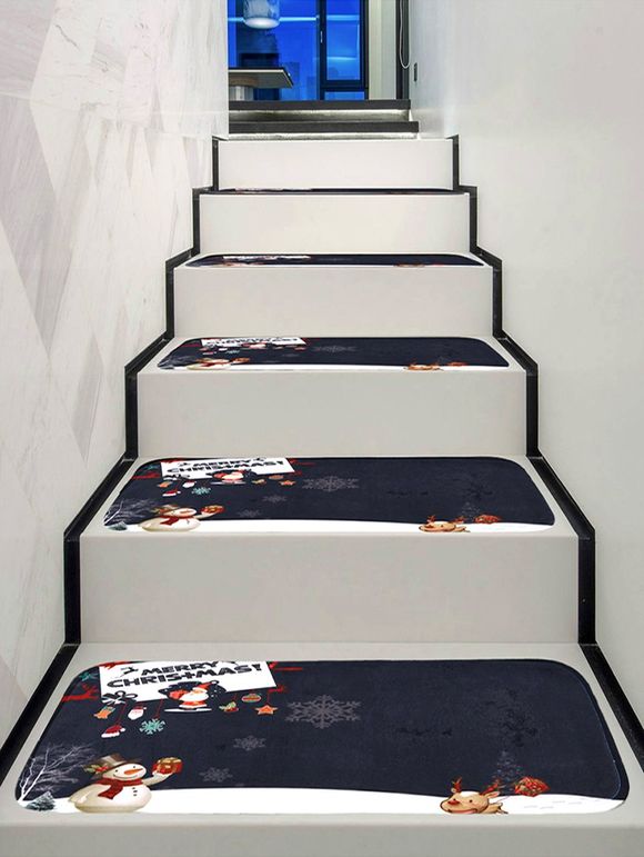 Tapis d'Escalier Motif Thème de Noël - multicolor 5PCS X 28 X 9 INCH
