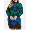 Plus Size Geometric Pattern Sweater Dress - GREEN ONE SIZE