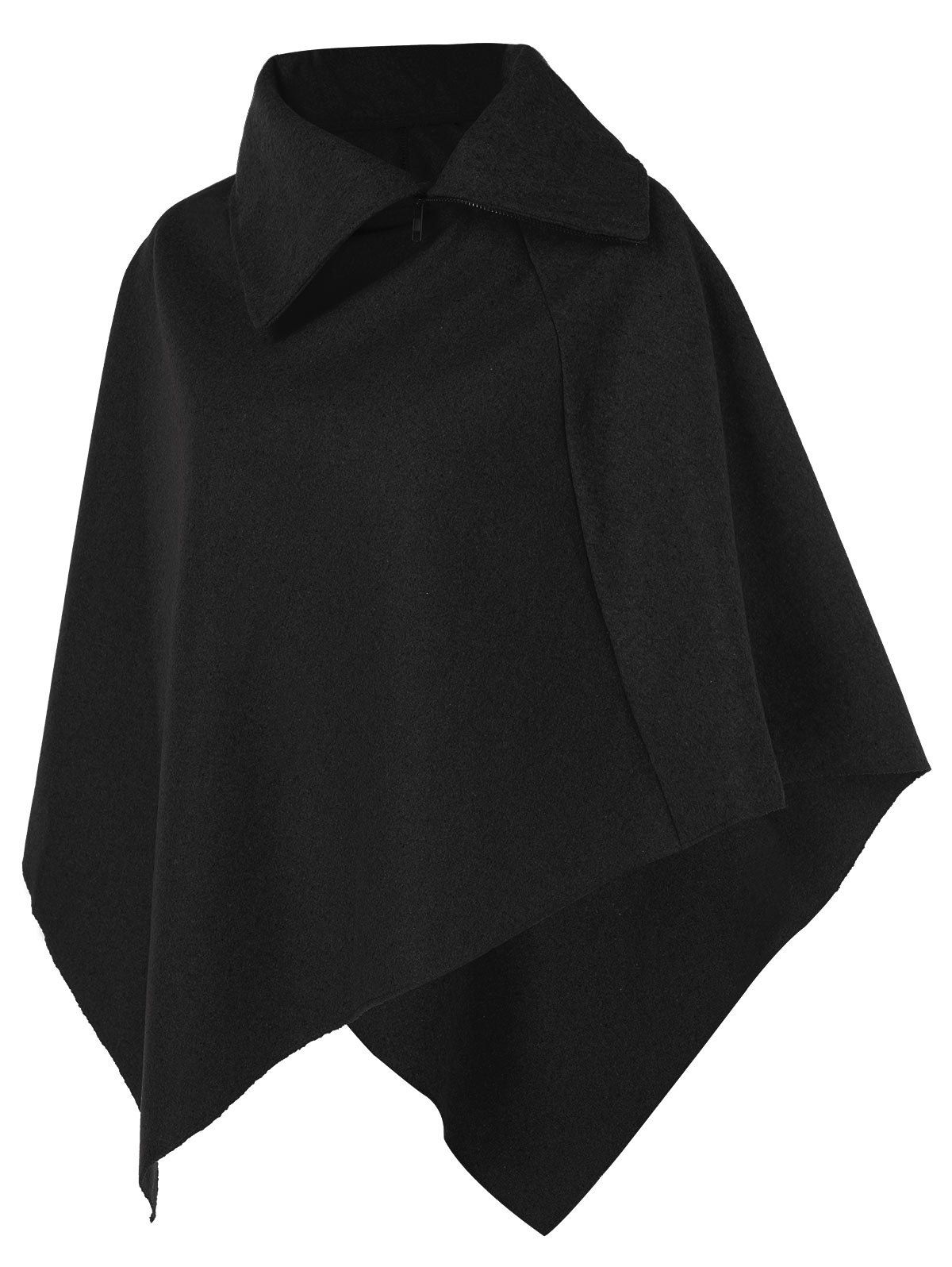 

Asymmetrical Pullover Cape, Black