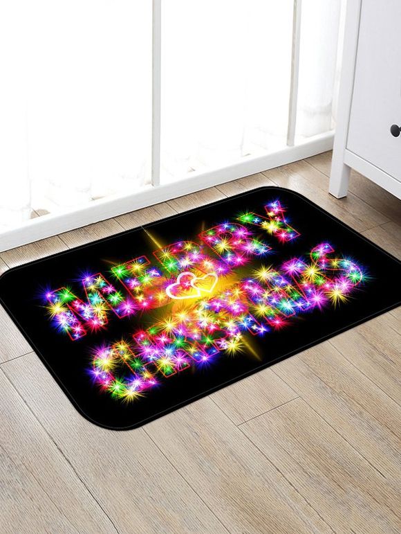Tapis Anti-dérapant Absorbant d'Eau Motif de Joyeux Noël - multicolor W16 X L24 INCH