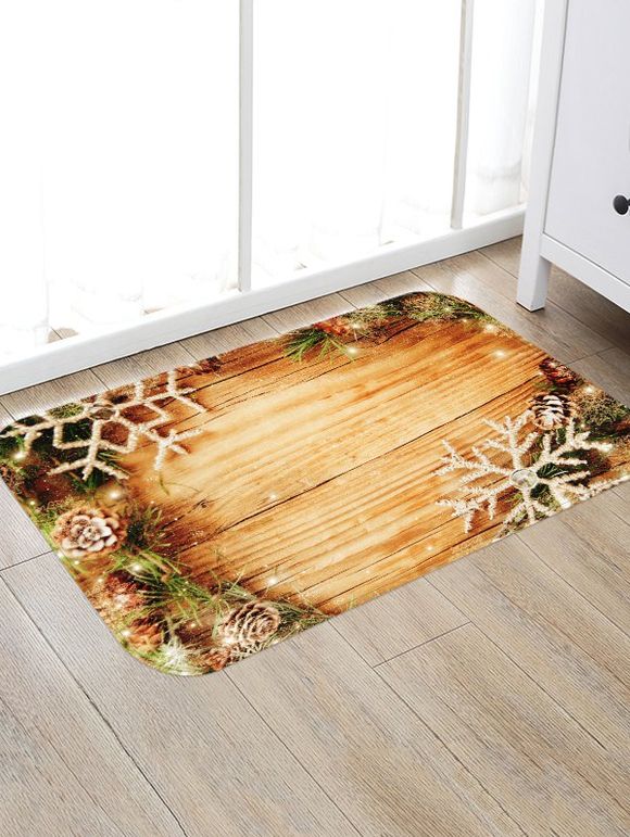 Tapis Anti-dérapant Absorbant d'Eau Motif de Bois - multicolor W24 X L35.5 INCH