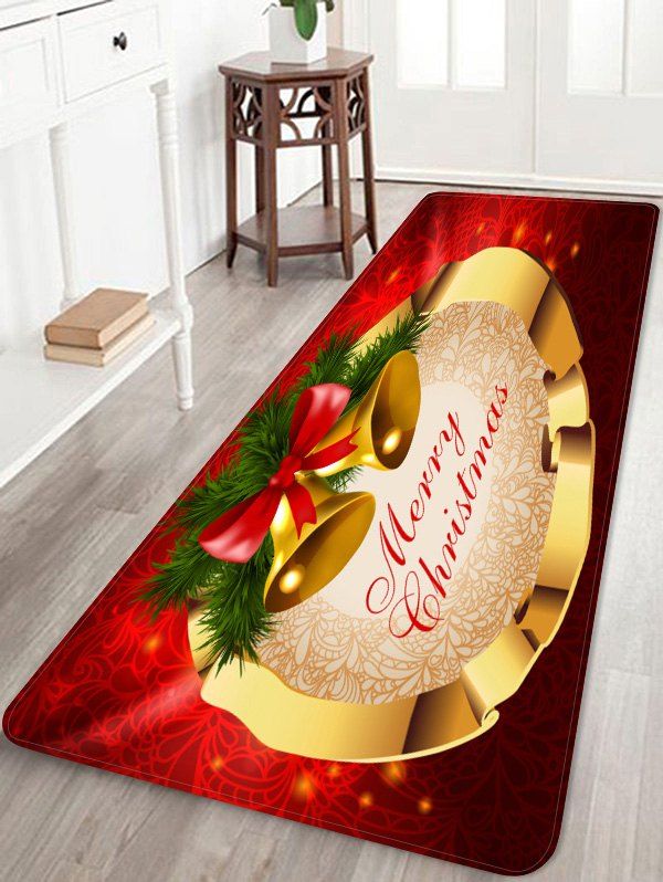 

Merry Christmas Bells Pattern Anti-skid Area Rug, Multi