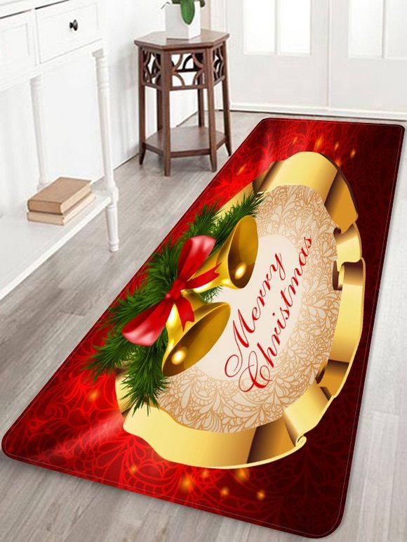 Tapis Anti-dérapant Absorbant d'Eau Motif Cloche de Noël - multicolor W24 X L71 INCH