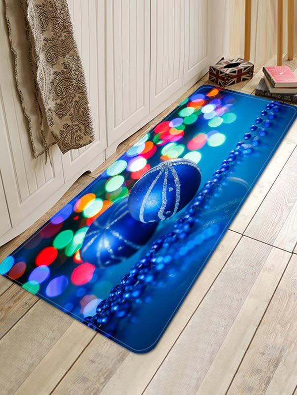 

Christmas Balls Print Flannel Area Rugs, Blue