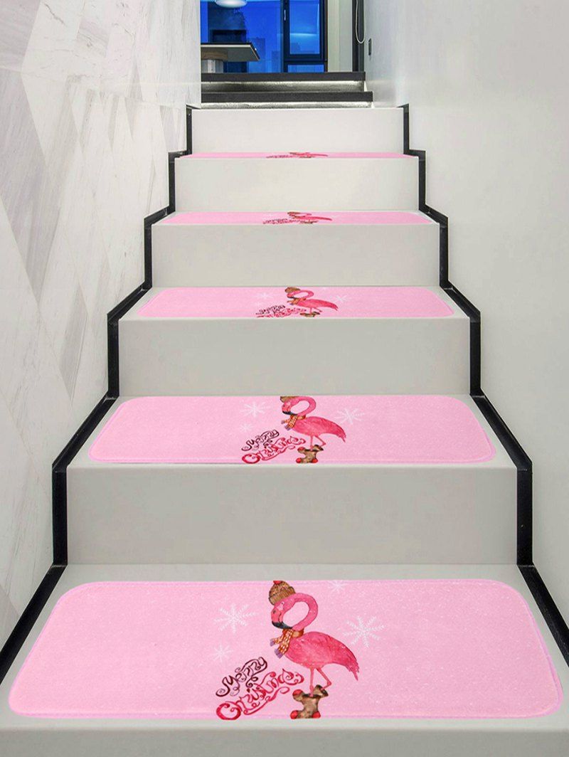 

Christmas Flamingo Print Stair Rugs, Pink