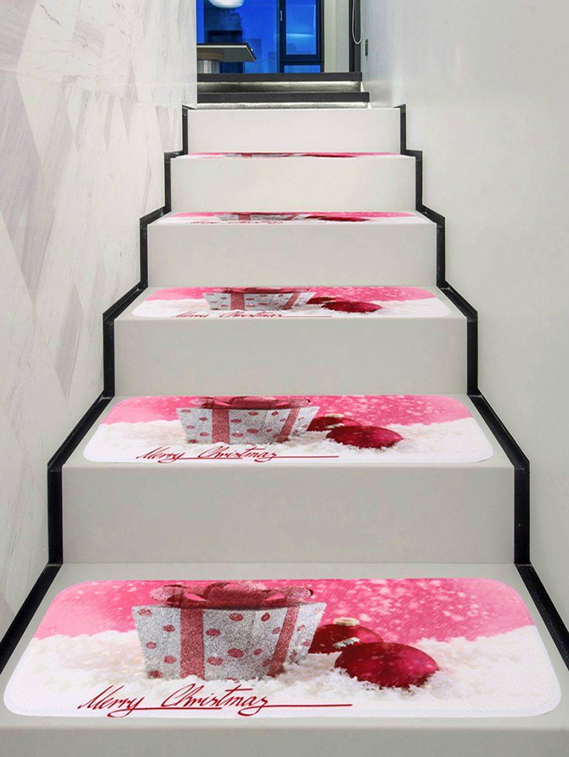 

Gifts and Christmas Balls Print Stair Rugs, Multi