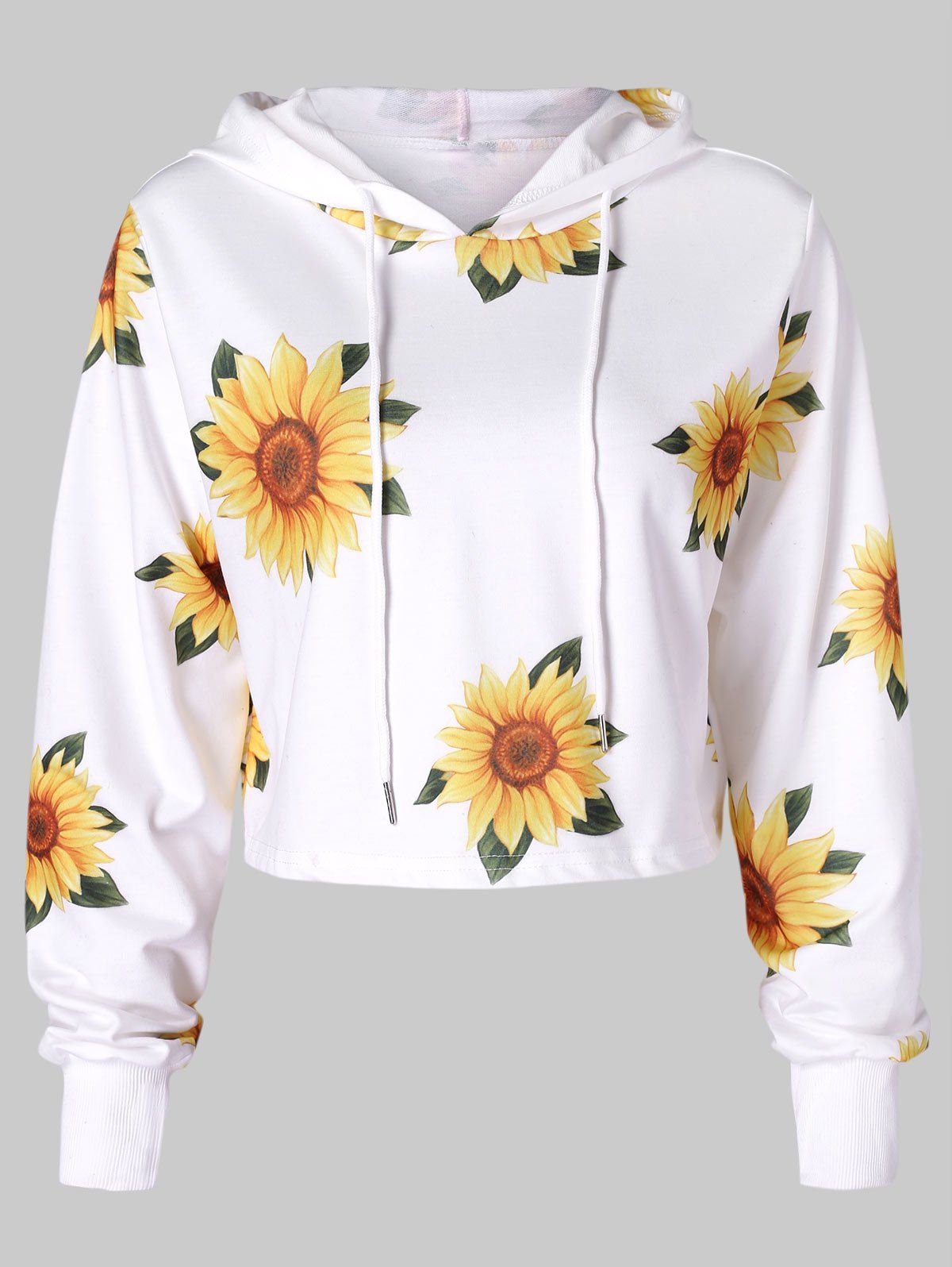 sunflower print crop hoodie