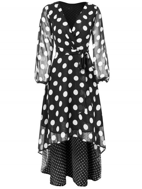 v neck colouring polka dot maxi dress