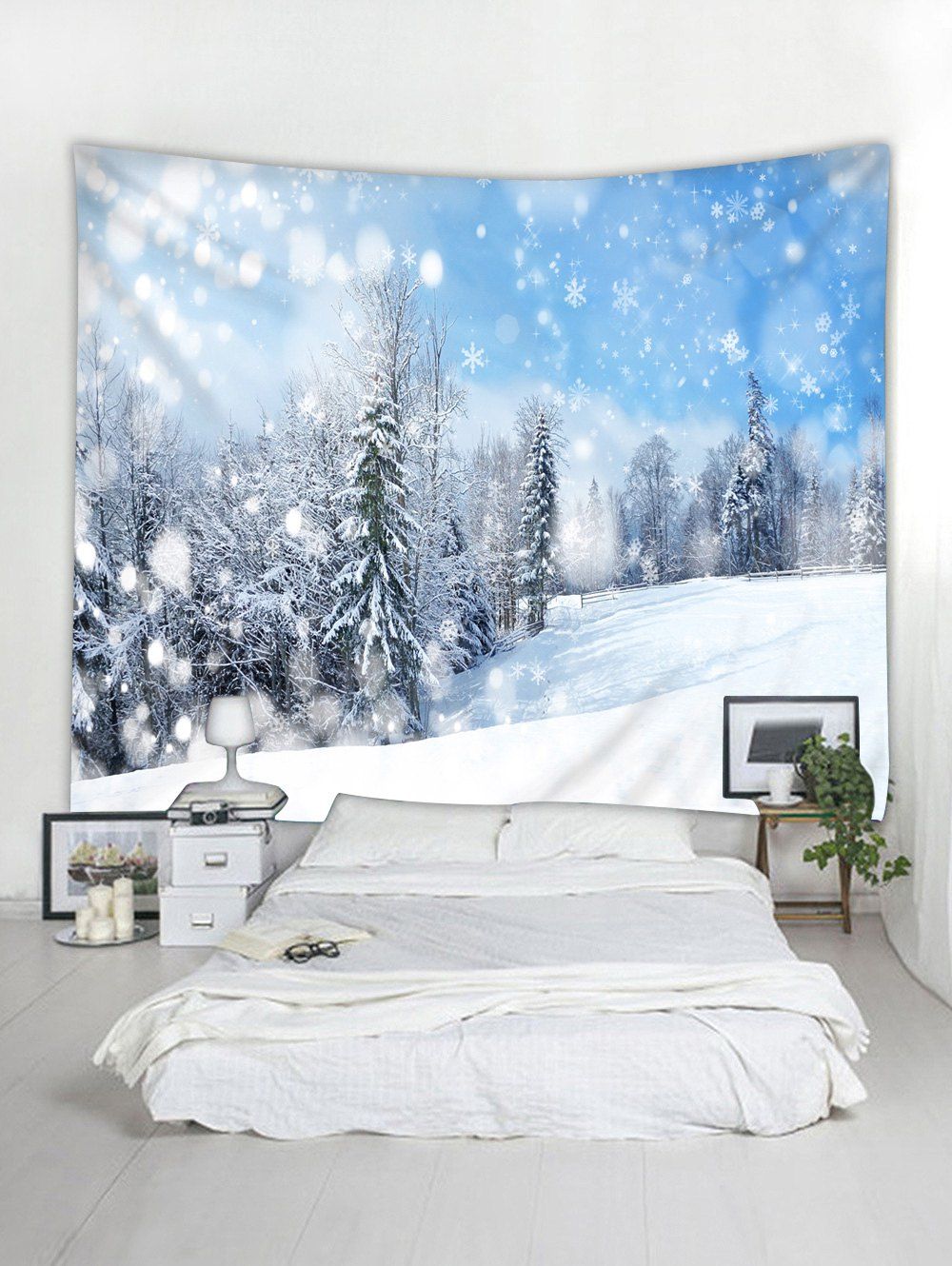 DressLily.com: Photo Gallery - Snowy Forest Print Tapestry Wall Hanging ...