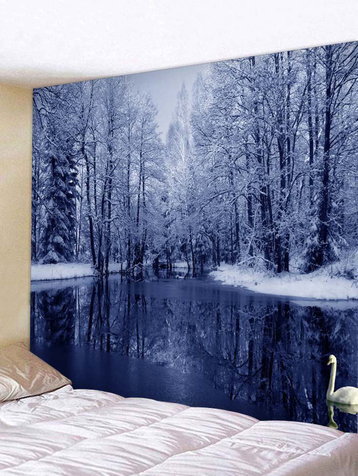 

Snow Forest Lake Print Tapestry Wall Hanging Decoration, Multi
